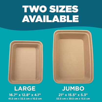 Disposable Cat Litter Box, 5-Pack (Jumbo) – Extra Thick & Sturdy, Leak Resistant, No Scrubbing, Odor Resistant, Biodegradable Recycled Cardboard – Multi-Location Coverage