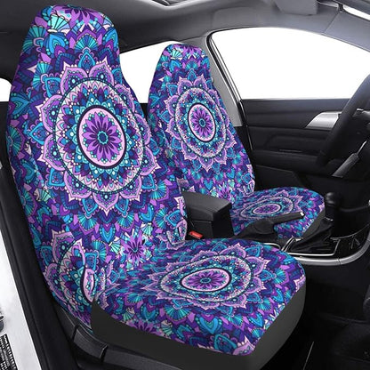 Foruidea Bohemian Style Mandala Print Car Seat Covers Universal 2 Pcs Auto Front Seat Cover Fit Most Cars,SUV,Sedan,Trucks