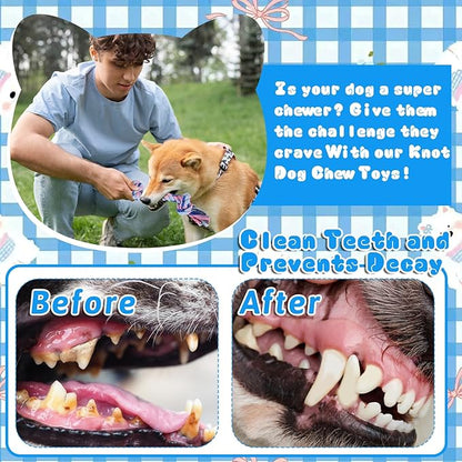 48 Pcs Dog Rope Toys Bulk, 100% Cotton Rope Dog Toys for Aggressive Chewers Durable Puppy Tug of War Toy with Knot, Interactive Puppy Toy for Small & Medium Pet Teething, Teeth Cleaning - 6 Colors