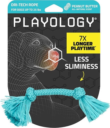 Playology Dog Toys | Dri-Tech Rope Toy Tug of War Rope for Aggressive Chewers | Small Peanut Butter Scented Toy - Easy to Clean and Made from Non Toxic Materials