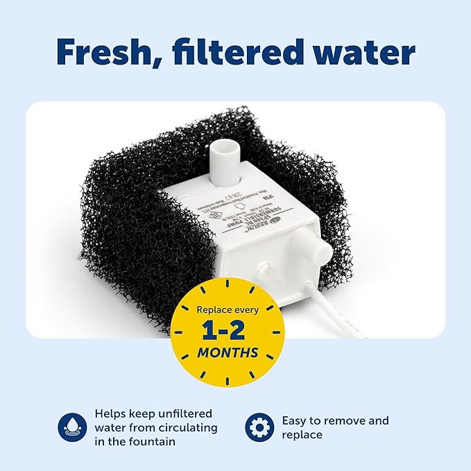 PetSafe Foam Filters for Pet Fountains - Debris Removal - Protects Pump - Viva Pet Fountain Compatible - Long-Lasting Filtration - Easy to Install - 2-Pack