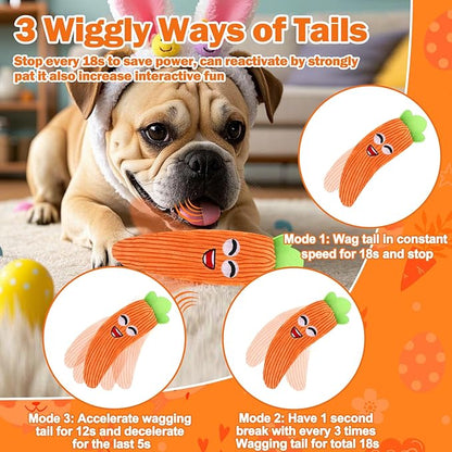 Mity rain Interactive Dog Toys - Easter Carrot Toys for Small Medium Large Dogs, Moving Pet Toy to Keep Them Busy for Boredom, Floppy Smart Motion Activate Enrichment, Rechargeable