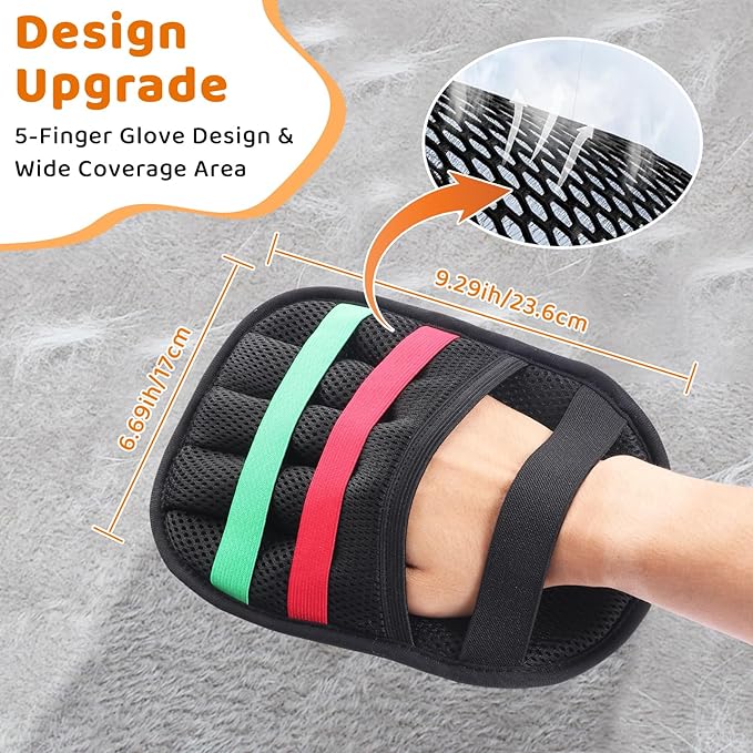 Pet Hair Remover Glove for Dogs & Cats, Newly Upgraded Reusable Electrostatic Pet Hair Gloves, Pet Hair Remover Tool for Clothing, Couch, Carpet, Car Seat（1Pcs-Orange