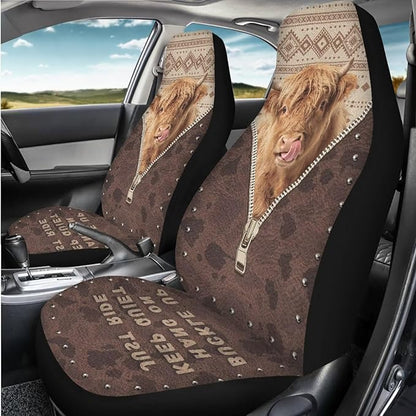 Highland Cow Seat Covers for Cars Front Seat, Breathable Car Seat Protectors for Women Men Automotive Interior Accessories Universal Fit SUV Truck Van Sedans