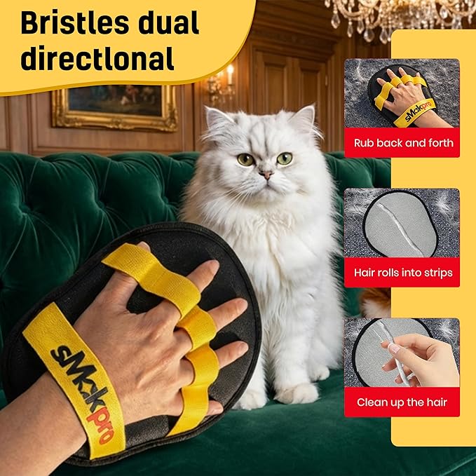 2026 NEW Pet Hair Removal Tool for Dogs & Cats (19" Long Brush + Gloves), Electrostatic Reusable Pet Hair Remover, Five Finger Magic Brush with Adjustable Handle for Couch, Carpet, Bedding, Clothes