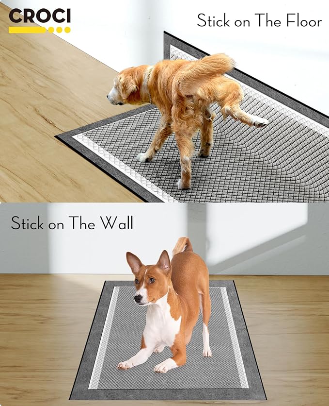 CROCI Charcoal Puppy Pads 23"x24" Standard Size, Odor-Control Carbon Dog Training Pads Absorbs Up to 4 Cups of Liquid, 6-Layer Leak-Proof & Quick Dry Pee Pads for Dogs, Disposable (100 Counts)