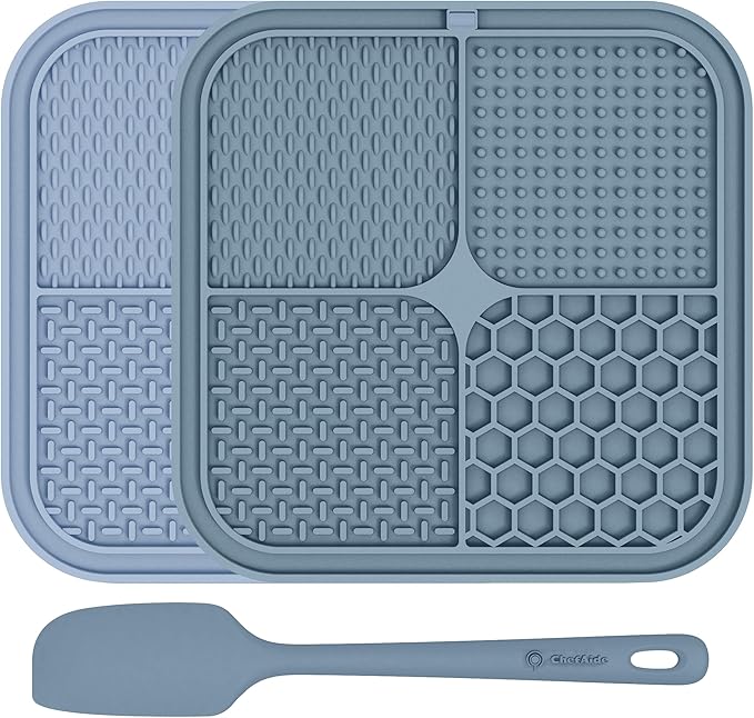 2 Pack Lick Mat for Dogs,Cats,Upgraded 8.5×8.5 inches Licking Mats with Suction Cups,Slow Feeder Licking Pad for Anxiety Relief and Boredom Reducer,Suitable for Dog Training Set 9