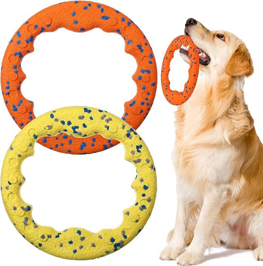 2 Pcs 9 Inch Dog Ring Dog Toy Flying Discs Training Ring Water Floating Fetch Toys Puppy Floating Pet Chewers for Throwing Catching Medium Large Breeds