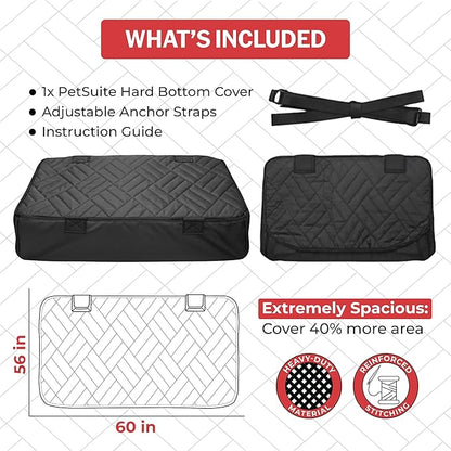 Hard Bottom Dog Car Seat Cover for Back Seat - PetSuite by Seat Cover Solutions- 300-lb Strength Pet Cover for Dogs with 40% Extra Space, Waterproof Nonslip Dog Hammock for Car Hard Bottom (Trucks)