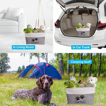 Dog Toy Basket Collapsible Dog Toy Box with Handles Foldable Dog Toy Bin for Pet Toys,Accessories