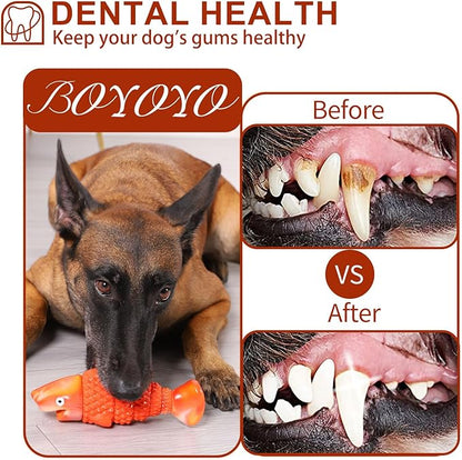 Indestructible Dog Toys for Aggressive Chewers Large Breeds, Durable Squeaky Toys for Super Chewers, Heavy Duty Tough Bone to Keep Them Busy, Interactive Dog Chew for Medium Breed