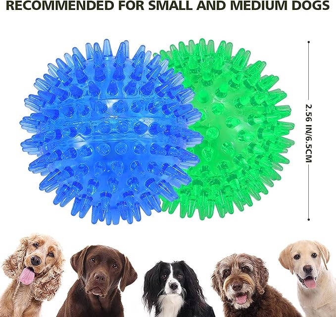 petizer 6 Pack 2.5” Squeaky Dog Toy Balls, Floating Dogs Pool Balls, Spiky Dog Balls, Durable Interactive Fetch Toys for Puppy, Dog Chew Toys for Teething (2.5", Small Dog)