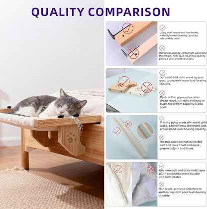 ESPETS Cat Window Sill Perch, Sturdy Cat Hammock Beds Window Seats with Soft Cusion, Large Cats and Kittens-22.5 Inch (White)