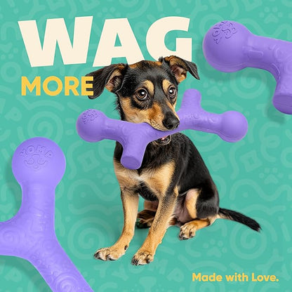Yomp BallBone MAX: All-Natural Rubber Dog Toy Bone Shape, Nontoxic, Safe for Pet Play, Purple Color, Dishwasher Safe, Freezer Safe for Teething Relief