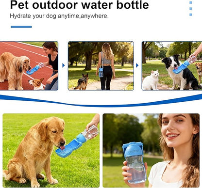 Dog Water Bottle, Portable Leak-Proof Water Dispenser with Drinking Bowl for Dogs and Cats, Travel Puppy Fountain Pet Water Bottle for Hiking Walking Outdoor(A012B-blue)