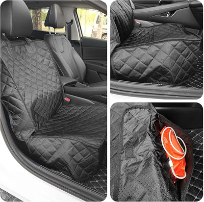Front Seat Cover, Full Protection Dog Car Seat Cover with Side Flaps, Universal Captain Chair Seat Cover for Cars Trucks SUVs, Scratch-Proof, Nonslip, Easy to Install & Clean, Black