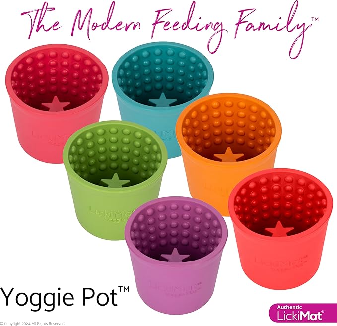 LICKIMAT Yoggie Pot – Distraction, Fun and Enrichment. Long Lasting Rubber Licking Treat Dispenser for All Dog Sizes and Slow Feeder for Small Dogs - Turquoise