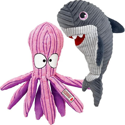 KONG Cuteseas Rufflez Soft Ridged Plush Dog Toy (Shark/Octopus)