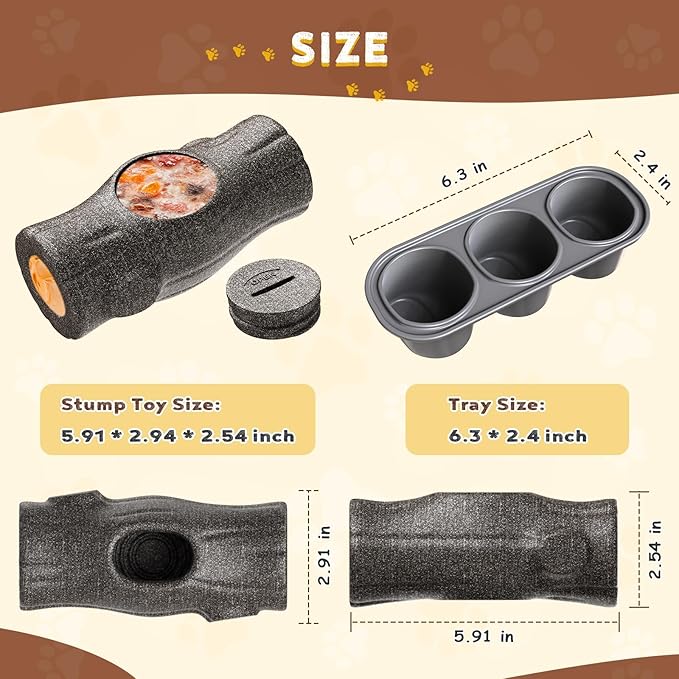 Stump Shape Nylon Dog Chew Treat Toy with Filling Tray, Large Medium Dog Chew Toys for Teeth Grinding, Dogs Puzzle Interactive Toy for Slow Feeding to Keep Pet Healthy