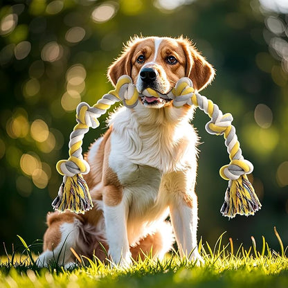 Norvy XXL 6-Knot Dog Rope Toy for Large Dogs Aggressive Chewers 40in Long Heavy Duty Rope Toy Almost Indestructible Dog Tug Toy Puppy Cotton