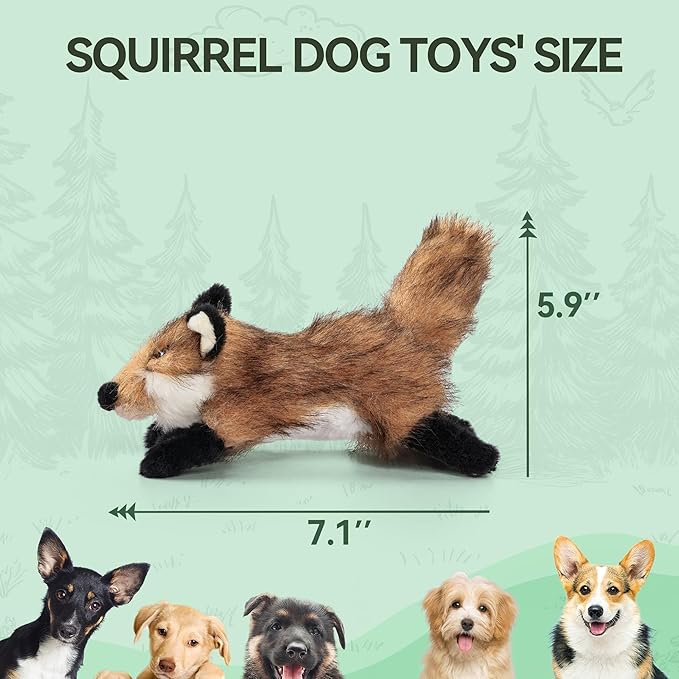 ALL FOR PAWS Squeaky Doy Toy, Fox Dog Toy for Small Medium Large Breed, Puppy Fetch Toy with Squeaker, Plush Chew Dog Toy, 10.2 x 7.9 x 4.7 inches - Classic S