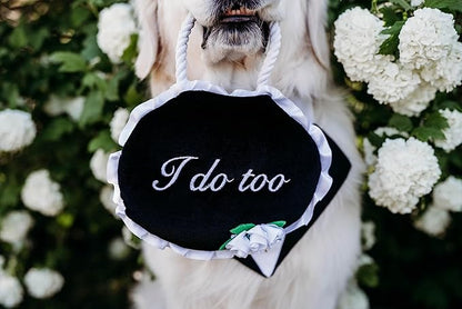 ZippyPaws Wedding Toy - Dog Squeaky Toy to Keep Them Busy, Cute Plush for Small, Medium, & Large Dogs, Stuffed Puppy Toy, Pet Products, Gift for All Breeds, 2 Round Squeakers - "I Do Too" Wedding Sign