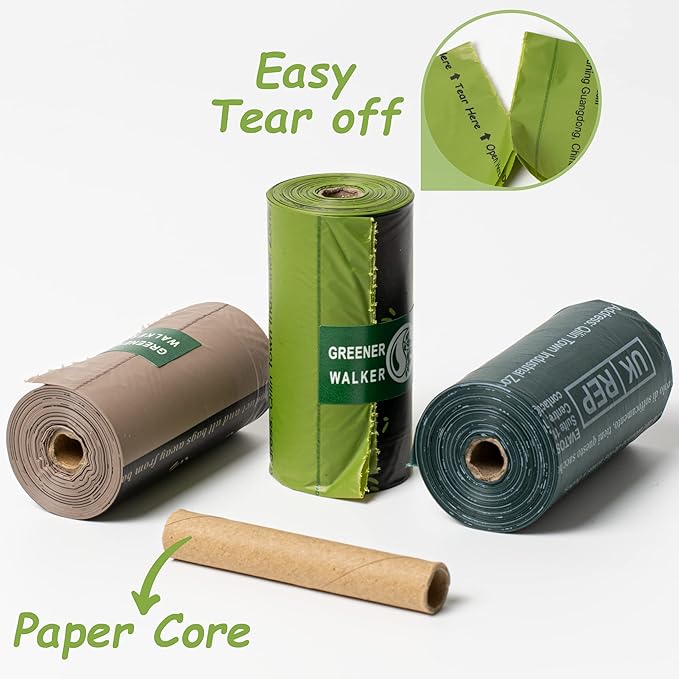 GREENER WALKER Poop Bags for Dog Waste, 1080 Doggy Waste Bags Extra Thick Strong 100% Leak-Proof (Deep Green)
