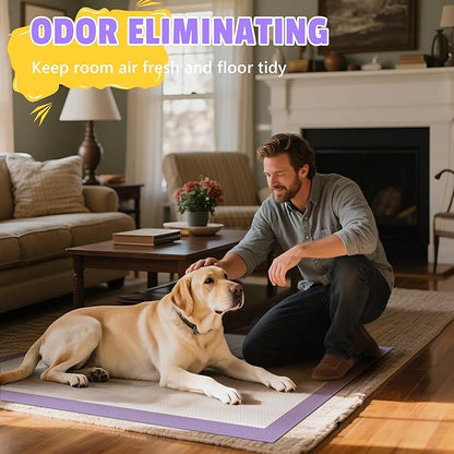 Boscute Lavender Scented Thicken 6 Layers Heavy Absorbent 30"x36" Pet Training Dog Pee Pads, Extra Large Polymer Leak-Proof Quick Dry Puppy Pee Pads, Disposable Pee Pads for Dogs Cats Rabbit 150Counts