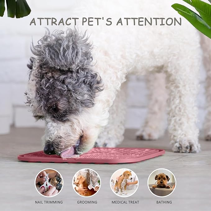 2 Pack Lick Mat for Dogs,Cats,Upgraded 8.5×8.5 inches Licking Mats with Suction Cups,Slow Feeder Licking Pad for Anxiety Relief and Boredom Reducer,Suitable for Dog Training Set 8