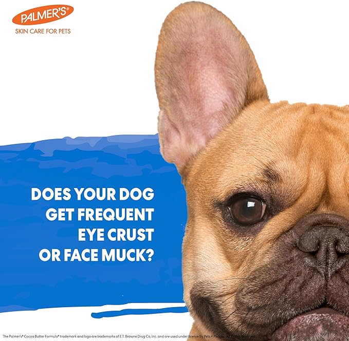 Palmer’s for Pets Face and Eye Dog Wipes with Cocoa Butter, Gentle Tear Stain and Facial Cleaning Wipes for Sensitive Areas and Daily Grooming Care, Unscented, 100 Count