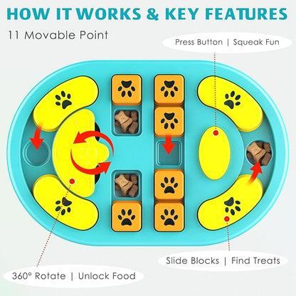 Dog Puzzle Toy, Interactive Treat Puzzle for IQ Training & Mental Stimulation, Non-Slip Slow Feeder Enrichment Boredom Buster for Puppies Small Medium Large Dogs Cats, Blue Gift