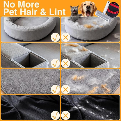 2 in 1 Pet Hair Removal Set, Reusable Dog Hair Remover & Cat Hair Remover, Pet Hair Remover with Roller & Glove, Pet Hair Removal Tool for Clothing, Couch, Furniture & Laundry