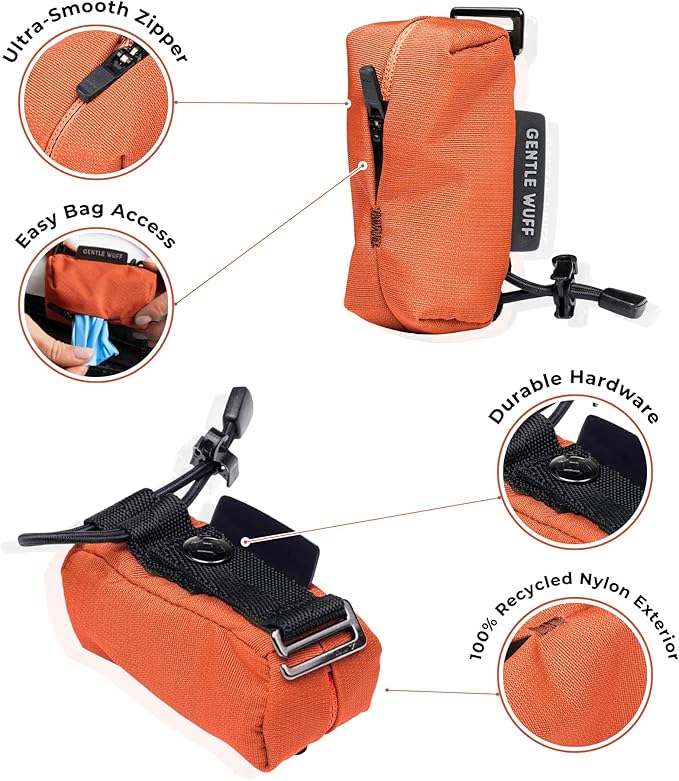 Poo Pouch – Recycled Nylon Dog Waste Bag Holder with Modular Strap Attachment for Walks & Travel (Canyon)
