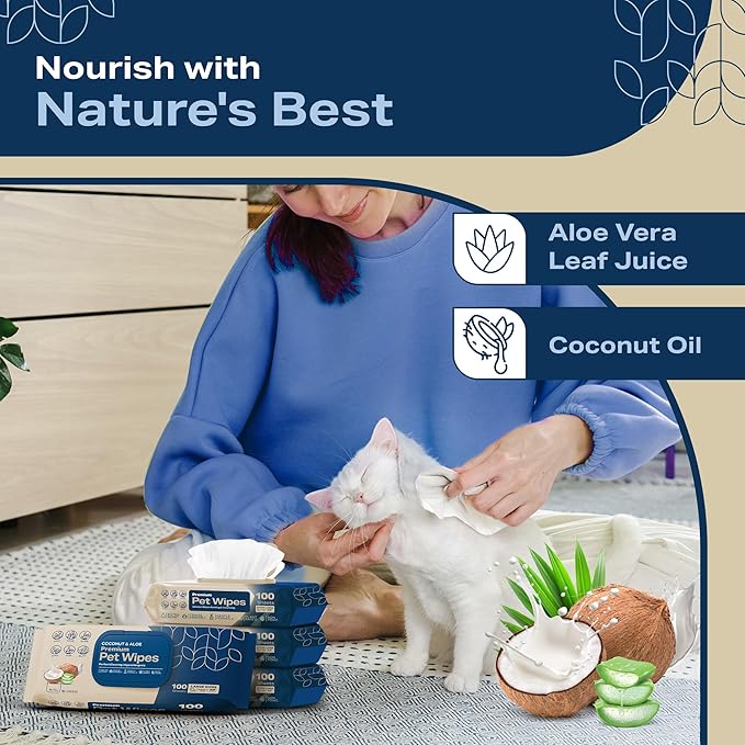 Dog Wipes for Paws and Butt - Coconut Scented (Pack of 400) - Pet Wipes for Dogs and Cats - Deodorizing Non Toxic Dog Wipes, +12 Additional Travel Wipes