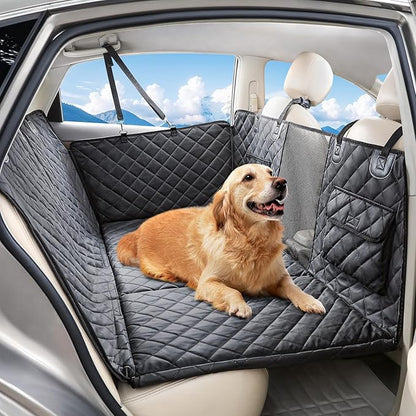petizer Back Seat Extender for Dogs - Upgraded Anti-Scratch PU Leather, Hard Bottom Dog Car Seat Cover, Waterproof Dog Car Hammock, Backseat Pet Protector, Detachable Seat Covers for Car, SUV, Truck