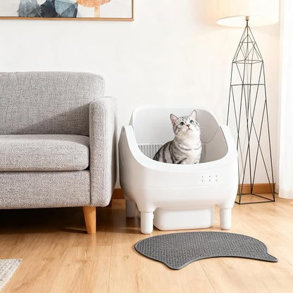 Open-Top Automatic Cat Litter Box - Self-Cleaning with Smart Gravity Sensor, Health Tracking & Waste Management for Multi-Cat Homes