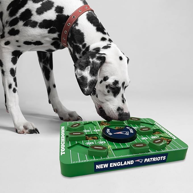 Pets First NFL New England Patriots Large Puzzle Toy - Interactive Dog Slow Feeding Puzzle Treat Toy