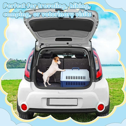 2 Sets 19" Travel Pet Carrier for Small Dogs and Cats Hard-Sided Plastic Dog Crate Cat Kennel with Wire Door, Ventilation and Security Lock Portable Pet Carrier for Car Airline Travel, Up to 13lbs