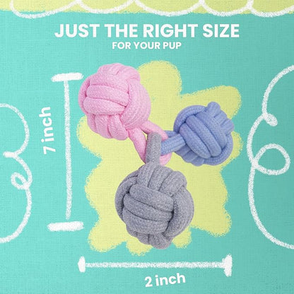 Snugarooz Try Me Knot Rope Dog Toy – Durable Three-Knot Pastel Design – Ideal for Active Chewers – Perfect for Tugging - Interactive Play and Dental Health
