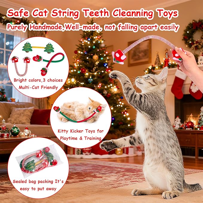 Retro Shaw Cat Chew Ropes 3PCS, Kitten Teething Toys for Indoor Cats, Natural Catnip Kicker Toys for Boredom Relief, Handmade Catnip Toys for Dental Health, Gift for Kitty