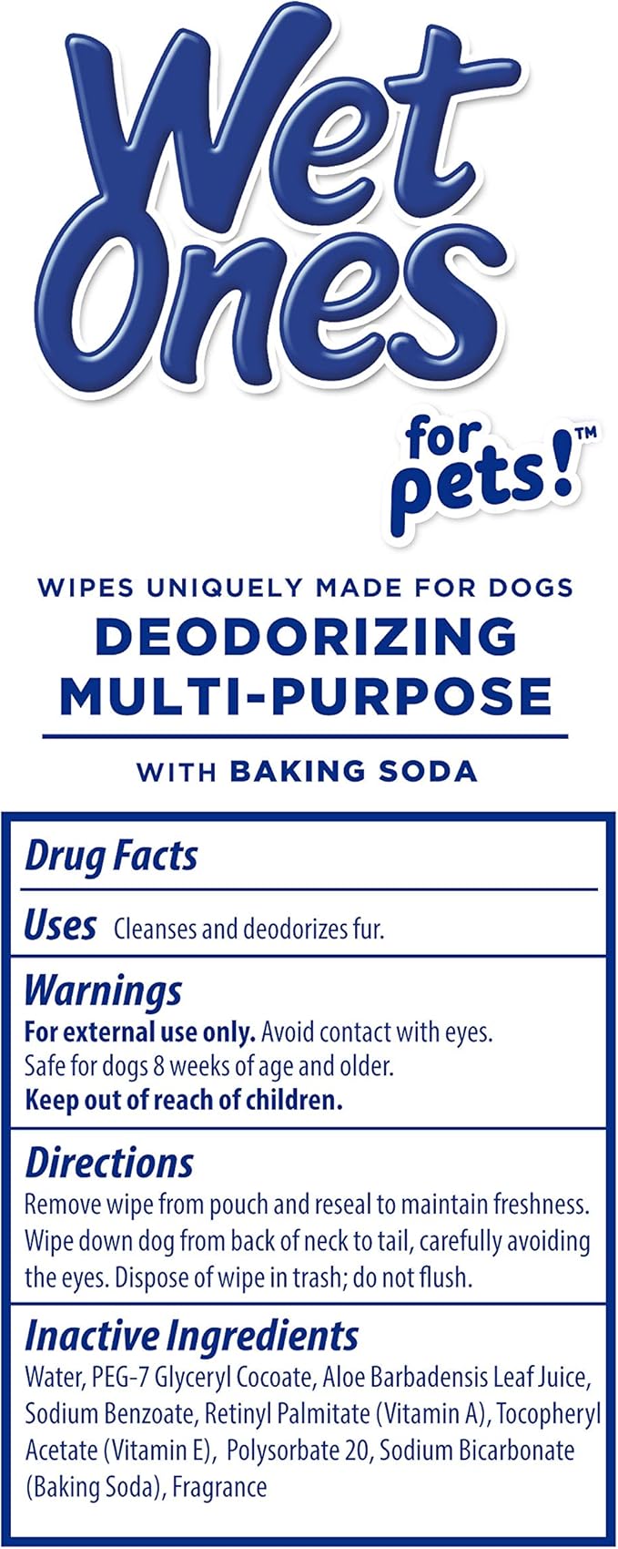 Wet Ones for Pets Deodorizing Multipurpose Dog Wipes with Baking Soda, Tropical Splash Scent - Desmellizing Wipes for Dogs in Canister, 50 Count - 3 Pack
