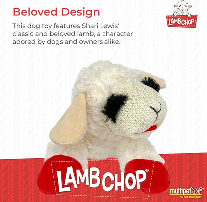 Multipet Lamb Chop Dog Plush Toy - Squeaky Toy for Small & Medium Dogs - Extra Soft Plush - Stuffed Animal for Cuddling & Playing (10",Cream,5 Squeakers),(Pack of 3)