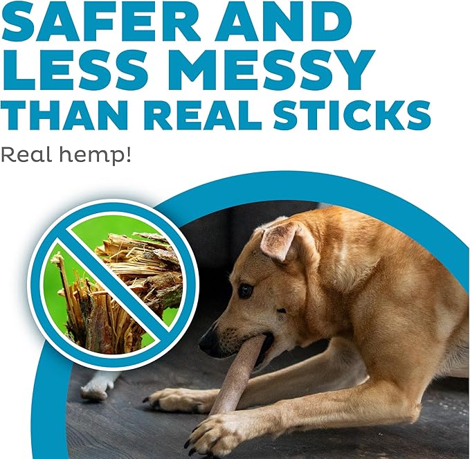 Pupstages Dogwood Calming Dog Chew Toy – Real-Wood Blend, Moderate Chewers, Medium, 7.5", 2-Pack (Natural & Hemp Flavors)