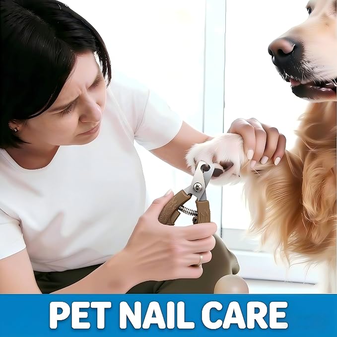 Dog Nail File Board Set with 3cr13 Stainless Steel Clipper, Quiet Dog Nail Scratch Board for Gentle Trimming, Pet Nail File for Dogs Cats Puppies, Durable Nail Care Tool
