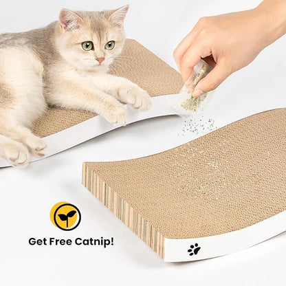 Cat Scratcher, Durable Scratch Pad, Corrugated Cardboard Scratching Board for Indoor Cats, Heavy Duty, Double-Sided Usability, Recyclable, with Catnip, Medium, 4 Pack