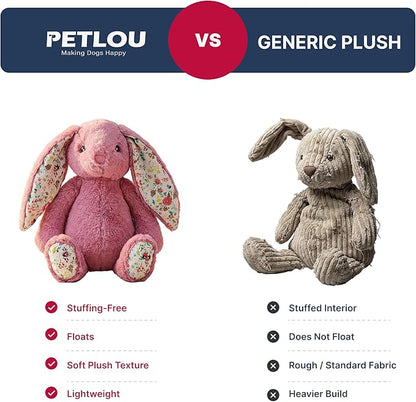 Pet Lou 15 Inch Rabbit Dog Chew Toy, Super Soft & Durable Plush with Crinkle Ears & Built-in Long Lasting Squeakers, Interactive Stuffed Squeaky Dog Toy