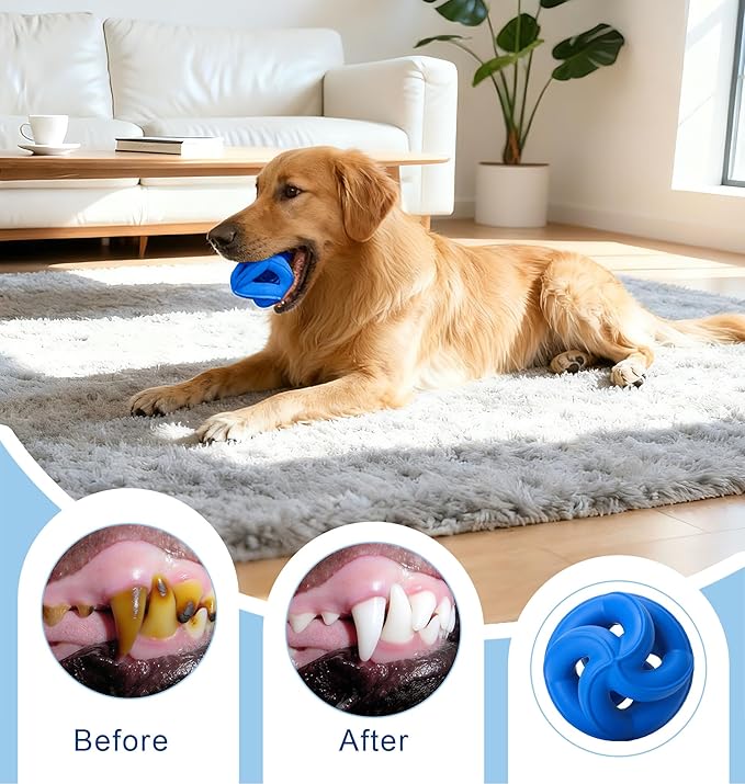 Indestructible Dog Toys, Durable Dog Toys for Aggressive Chewers - Durable & Non-Toxic Natural Rubber, Dog Chew Toys, Dishwasher Safe, Interactive Dog Toys for Small Medium Large Breed Dogs, Navy