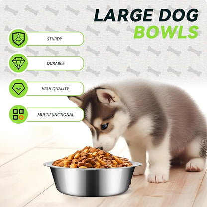 6 PCS Medium Stainless Steel Dog Bowls, 7.1inch Metal Dog Bowl, Pet Puppy Food Water Bowl Set, Thickened Metal Food Water Bowls for Small and Medium Dogs, Dishwasher Safe (28OZ)