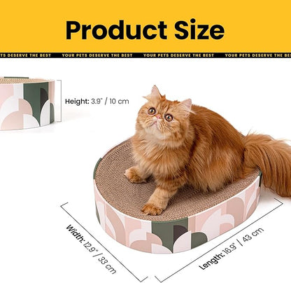 Cat Scratcher Cardboard,2 in 1 Oval Cat Scratch Pad Bowl for Indoor Kitty Grinding Claw,Round Kittens Scratching Board Corrugated Lounge Pet Beds&Furniture Protector for Couch&Carpets&Sofas