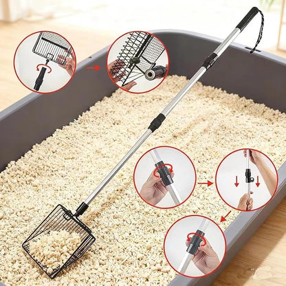 3-in-1 Adjustable Stainless Steel Heavy Duty Litter Scoop, 41.9 Inches Chicken Poop Scooper and Cat Litter Scooper with Long Handle for Coop and Litterbox